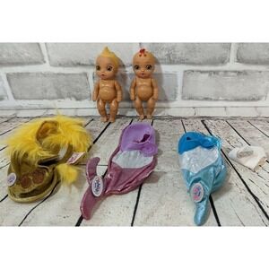 Zapf Creation Baby Born 4" surprise dolls boy girl lot 2 mermaid lion swaddles